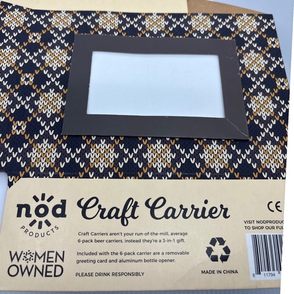 Nod‎ Craft Carrier 6 Pack Beer Holder with Bottle Opener Gift Housewarming Host - Picture 6 of 7